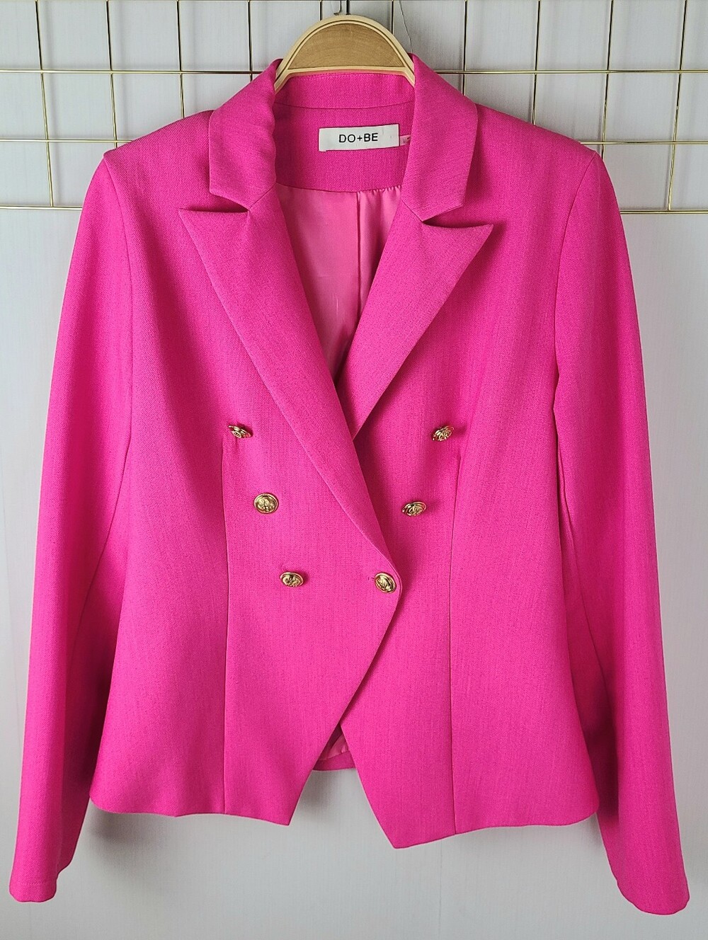 DO+BE Hot Pink Gold Button Blazer
